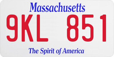 MA license plate 9KL851