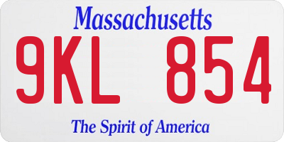 MA license plate 9KL854