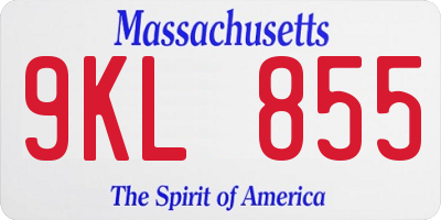 MA license plate 9KL855