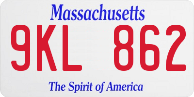 MA license plate 9KL862
