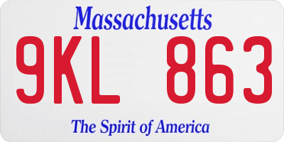 MA license plate 9KL863