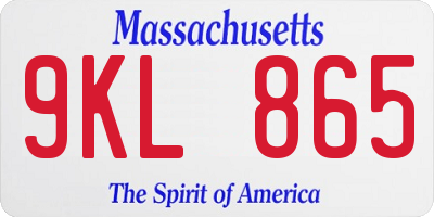 MA license plate 9KL865