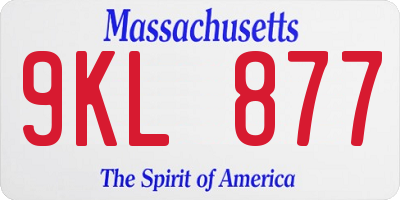 MA license plate 9KL877