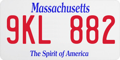 MA license plate 9KL882