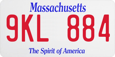 MA license plate 9KL884