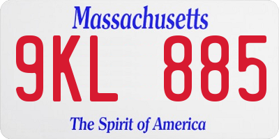 MA license plate 9KL885
