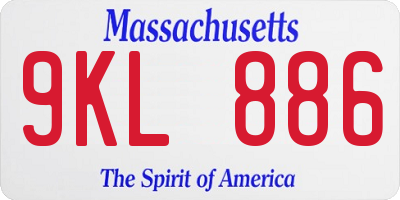 MA license plate 9KL886