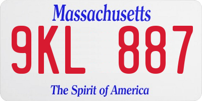 MA license plate 9KL887