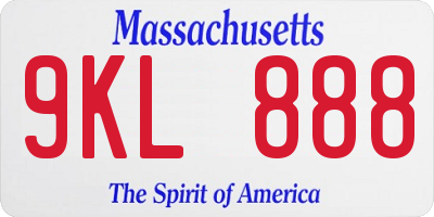 MA license plate 9KL888