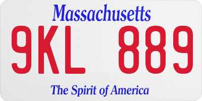 MA license plate 9KL889
