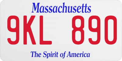 MA license plate 9KL890