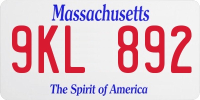 MA license plate 9KL892