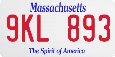 MA license plate 9KL893