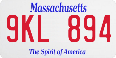 MA license plate 9KL894