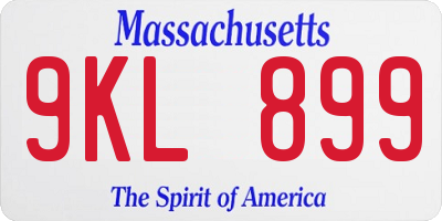 MA license plate 9KL899