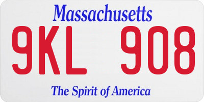 MA license plate 9KL908