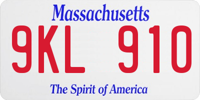 MA license plate 9KL910