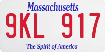 MA license plate 9KL917