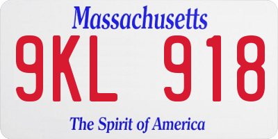MA license plate 9KL918