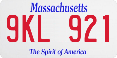 MA license plate 9KL921