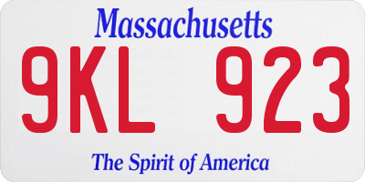 MA license plate 9KL923