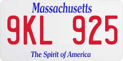 MA license plate 9KL925