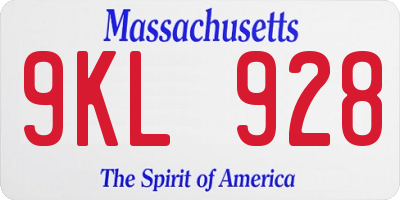 MA license plate 9KL928