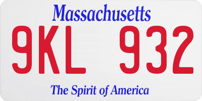 MA license plate 9KL932