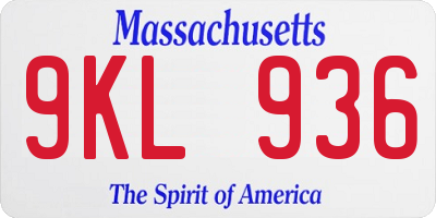 MA license plate 9KL936