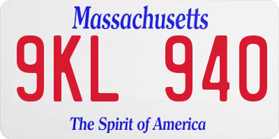 MA license plate 9KL940