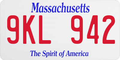 MA license plate 9KL942