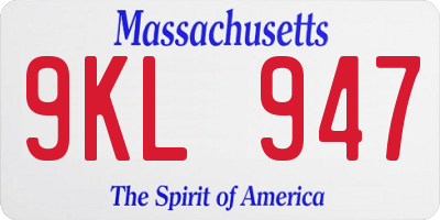 MA license plate 9KL947
