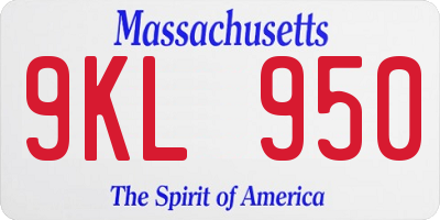 MA license plate 9KL950