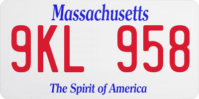 MA license plate 9KL958