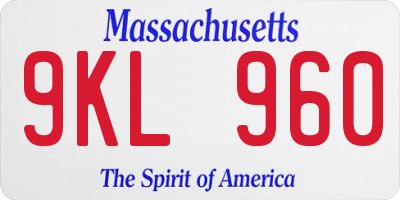 MA license plate 9KL960