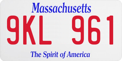 MA license plate 9KL961