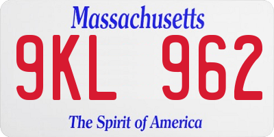 MA license plate 9KL962