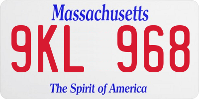 MA license plate 9KL968
