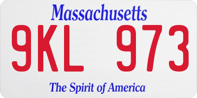 MA license plate 9KL973