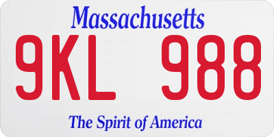 MA license plate 9KL988