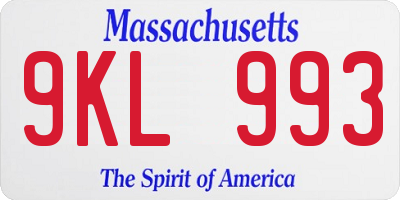MA license plate 9KL993