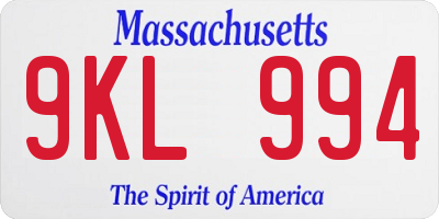 MA license plate 9KL994