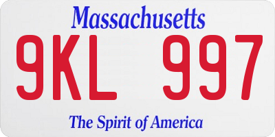 MA license plate 9KL997