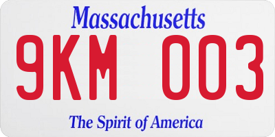 MA license plate 9KM003