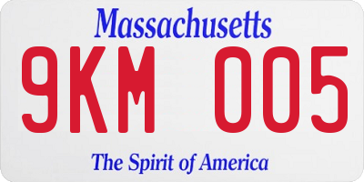 MA license plate 9KM005