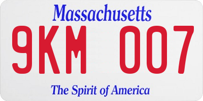 MA license plate 9KM007