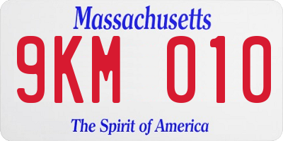 MA license plate 9KM010