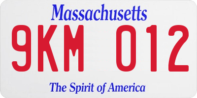 MA license plate 9KM012