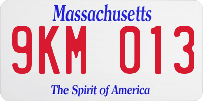 MA license plate 9KM013