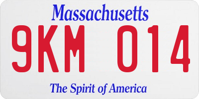 MA license plate 9KM014